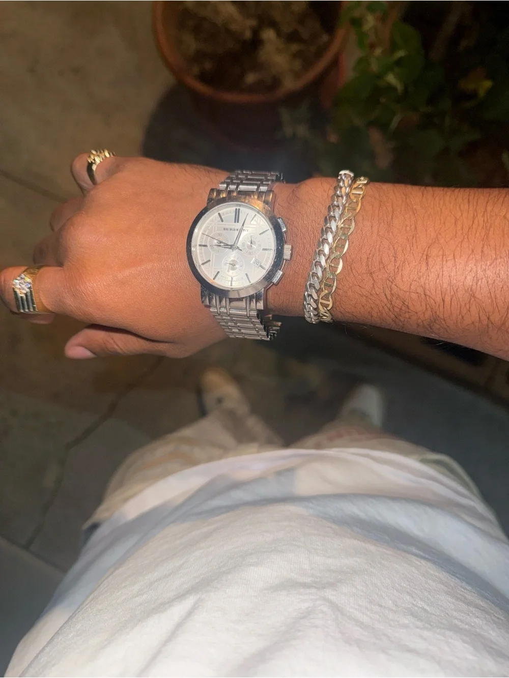 Burberry Men's Silver Stainless Steel Chronograph Watch